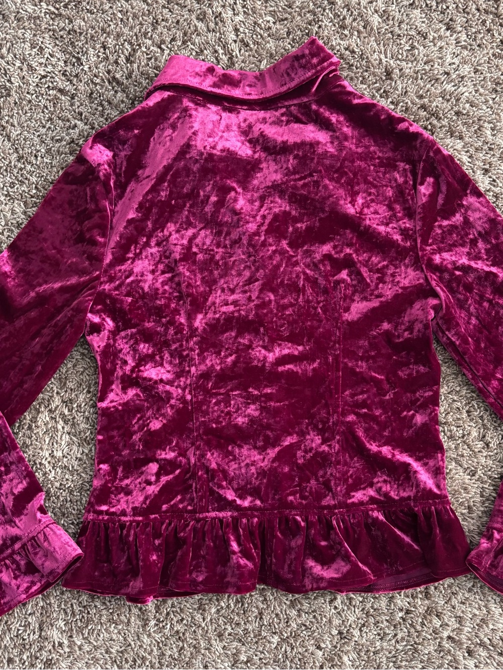 Vintage 90s Crushed Velvet Button Blouse - Picture 4 of 8